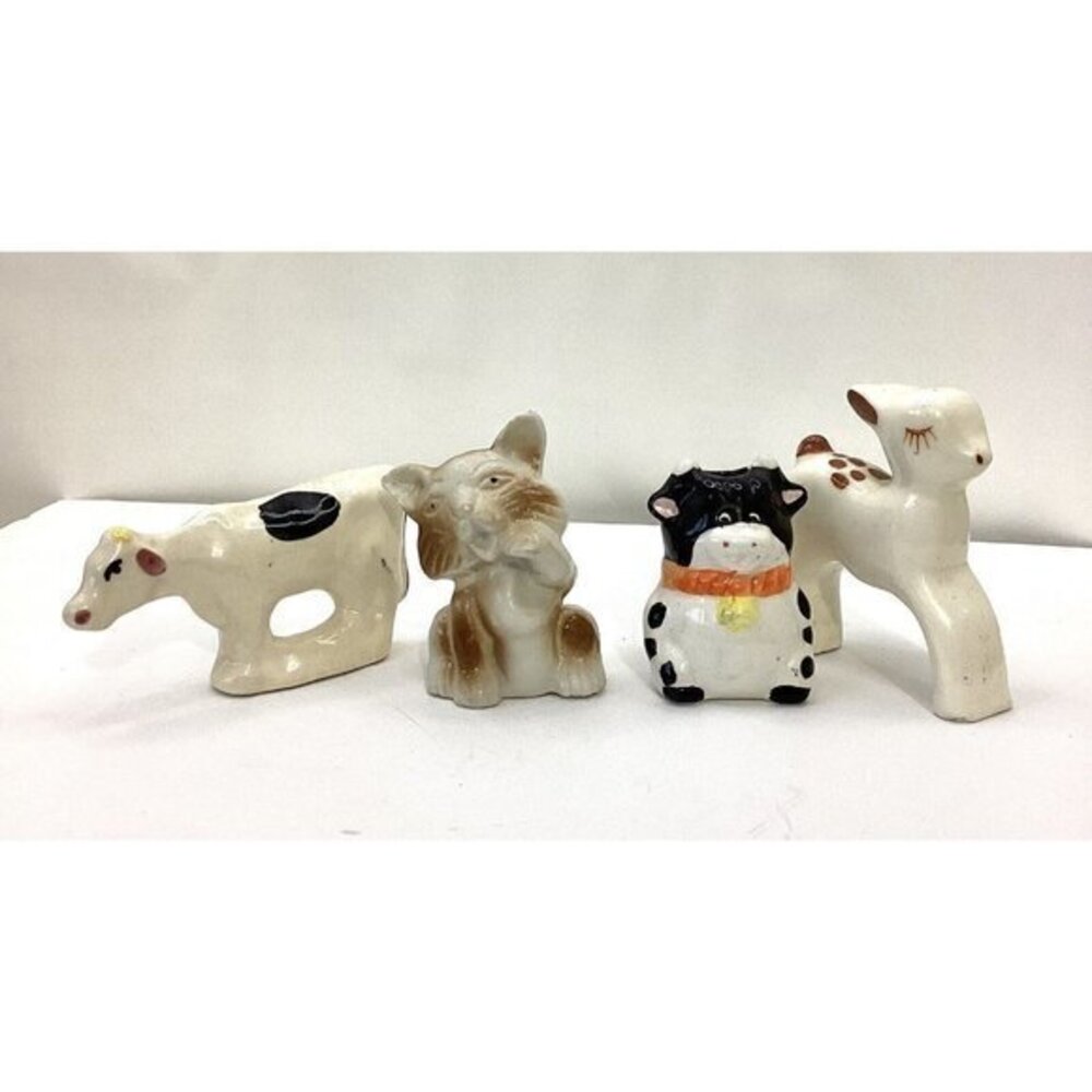 Vintage Figurine Lot  Cow - Cat - Deer